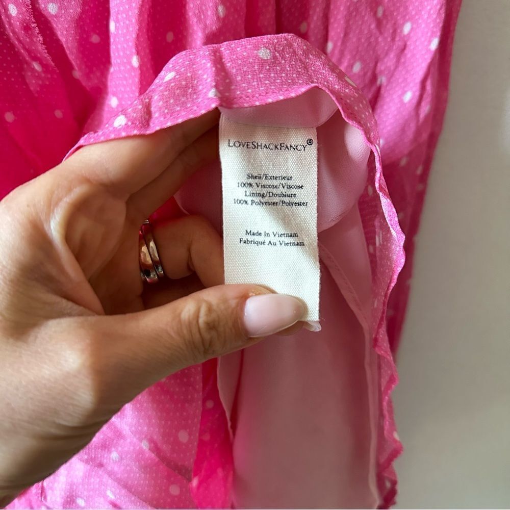 LoveShackFancy Popover Dress in Hot Pink Cherry - Picture 6 of 7